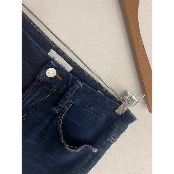 Frame 32 Le Mini Boot Jeans High Rise Dark Wash Stretch Split Hem Denim - Picture 6 of 12